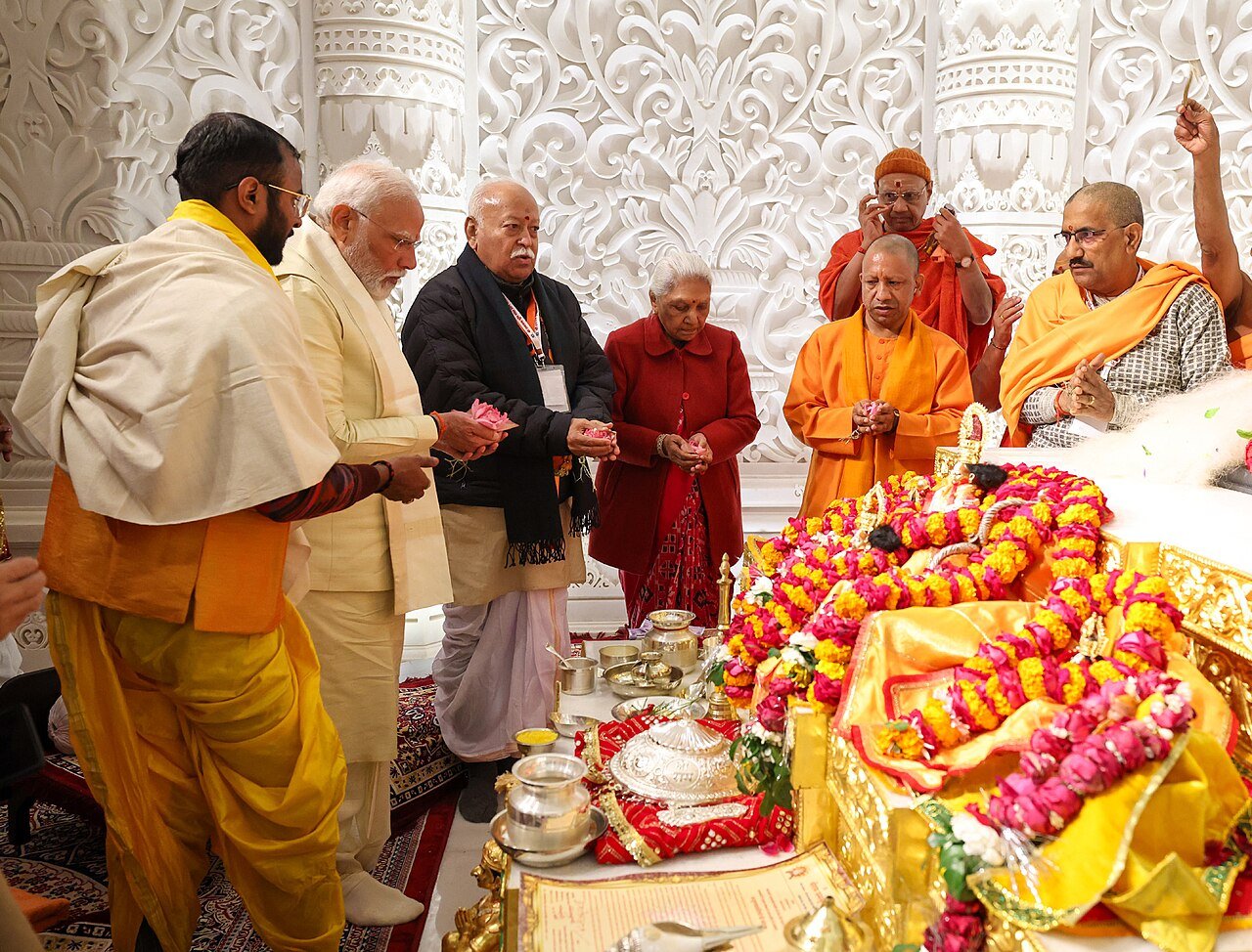 PM at the Pran Pratishtha ceremony of Shree Ram Janmaboomi Temple in Ayodhya, Uttar Pradesh on January 22, 2024.