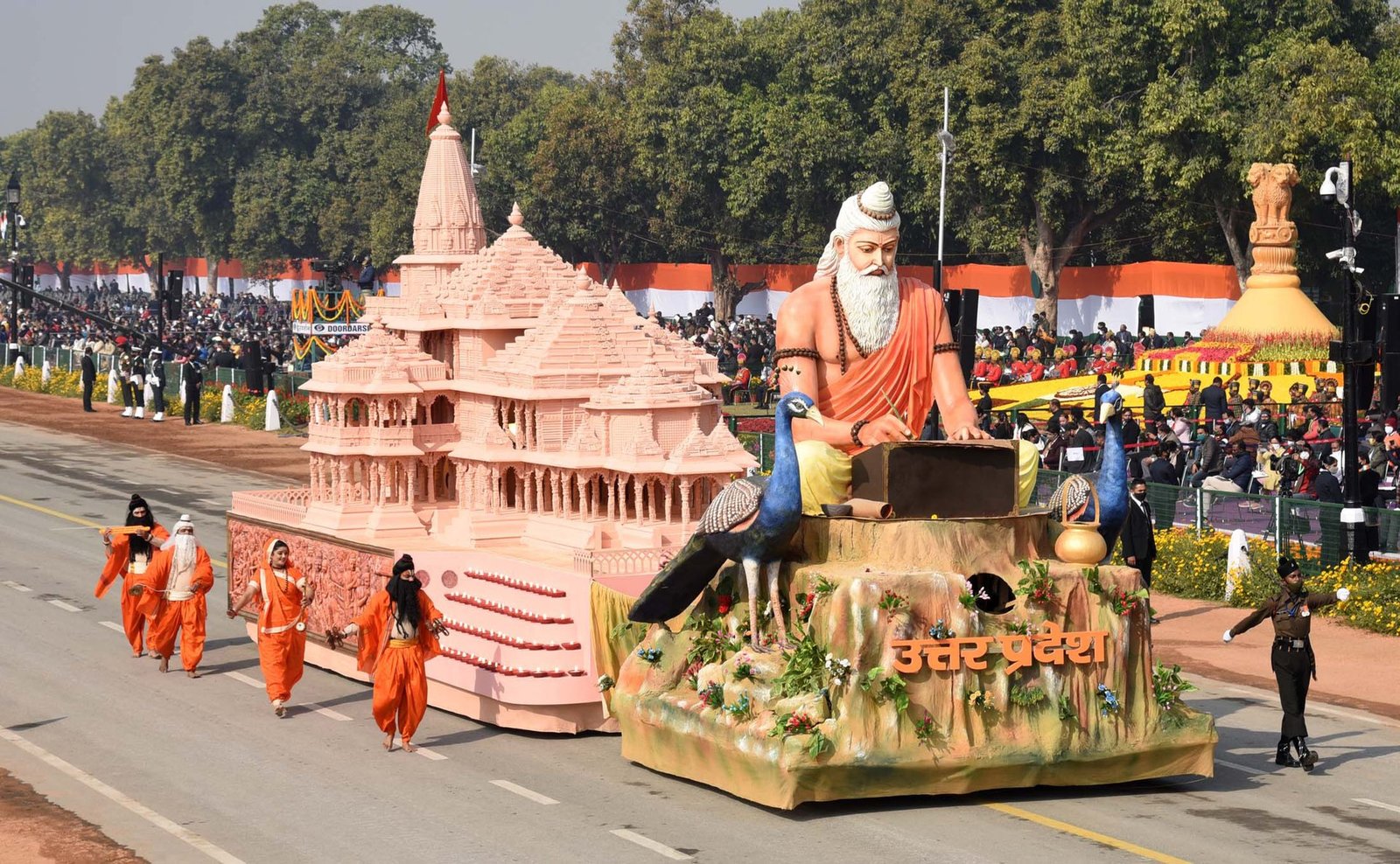 The Tableau of Uttar Pradesh passes through the Rajpath at the 72nd Republic Day Celebrations, in New Delhi on January 26, 2021.